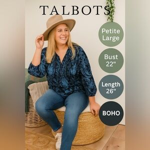 Talbots Paisley Boho Shirt Size Large Petite​​​